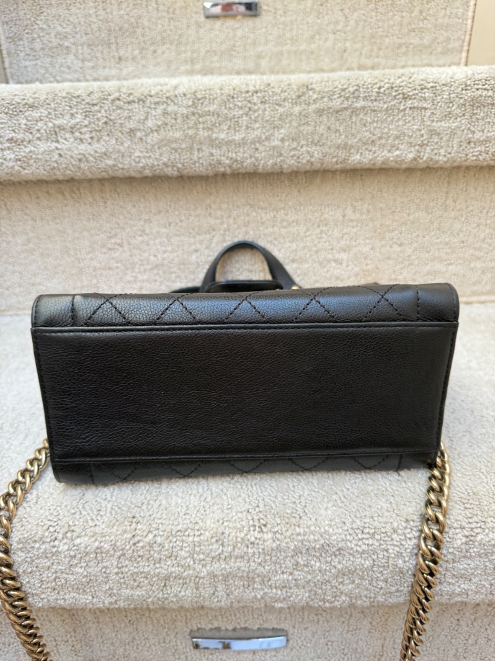 Chanel Grained Calfskin Stitched Label Click Shopper Tote Small and Black - Picture 7 of 14